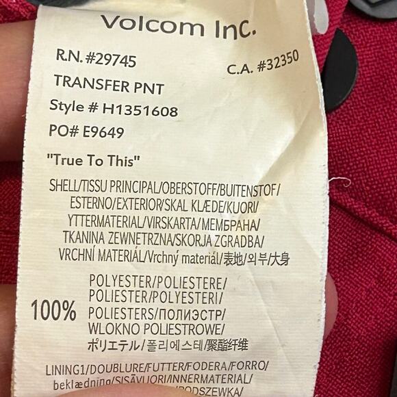 Volcom women's dark hot pink ski snowboard Transfer modern straight pants size L - Picture 9 of 12